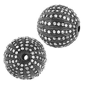 rhodium sterling silver 2.60cts 15mm diamond ball bead