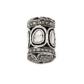 rhodium sterling silver 2.01cts 17x11mm diamond barrel bead