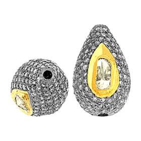 gold plated sterling silver 9x15mm 1.84cts diamond pear bead
