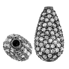 rhodium sterling silver 7x13mm 89pts diamond pear bead