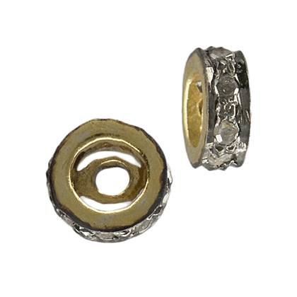gold plated sterling silver 2x7mm 12pts diamond roundel bead