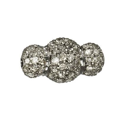 rhodium sterling silver 6x12mm diamond fancy bead