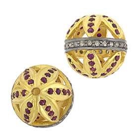 gold plated sterling silver 15mm 26pts ruby ball bead