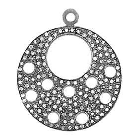 rhodium sterling silver 28mm 2.85cts diamond disc pendant