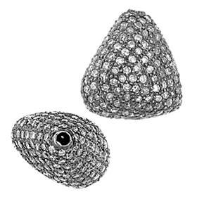 rhodium sterling silver 15mm 1.67cts diamond triangle bead