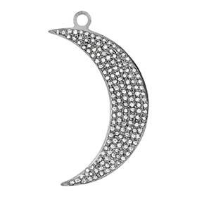 rhodium sterling silver 37mm 2.29cts diamond moon pendant