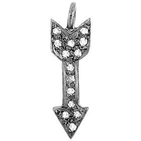 rhodium sterling silver 20x6mm 34pts two sided diamond arrow charm