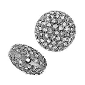 rhodium sterling silver 10mm 78pts three diamond row button bead