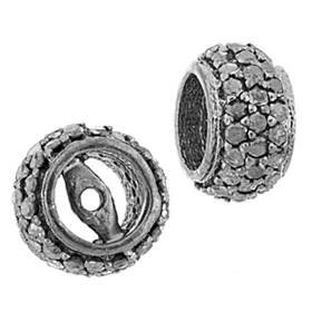 rhodium sterling silver 8mm 47pts three diamond row roundel bead