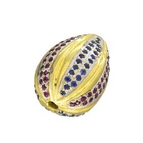 gold plated sterling silver 19x14mm sapphire and ruby drop bead