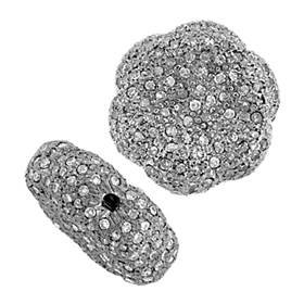 rhodium sterling silver 17mm 1.95cts diamond flower bead