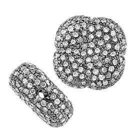 rhodium sterling silver 15mm 1.79cts diamond flower bead