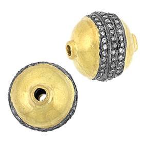 gold plated sterling silver 13mm 53pts diamond ball bead