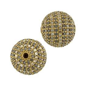 14ky 1.98cts 12mm champagne and black diamond bead