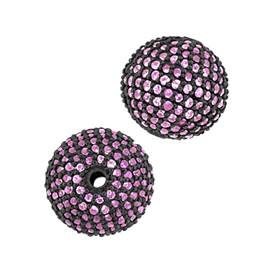 rhodium sterling silver 1.97cts 12mm pink sapphire ball bead