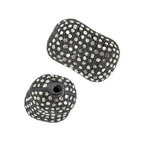 rhodium sterling silver 3cts 18x11mm diamond nugget bead