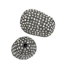 rhodium sterling silver 3.74cts 21x13mm diamond nugget bead