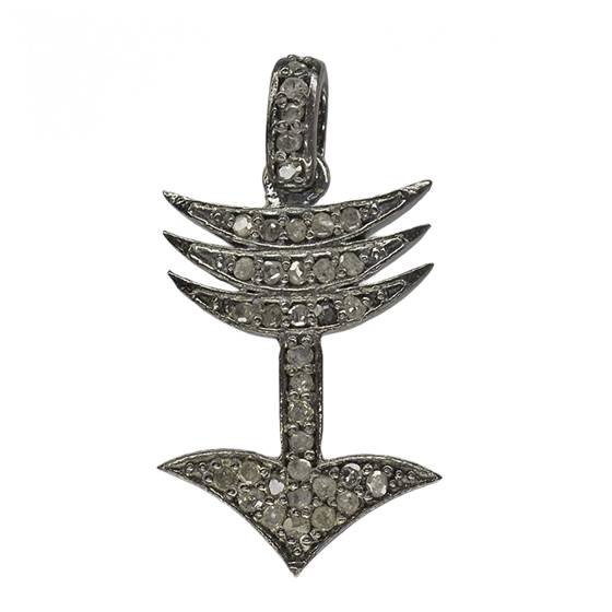 rhodium sterling silver 32pts 21mm diamond arrow charm