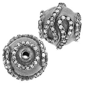 rhodium sterling silver 83pts 13mm diamond scroll ball bead