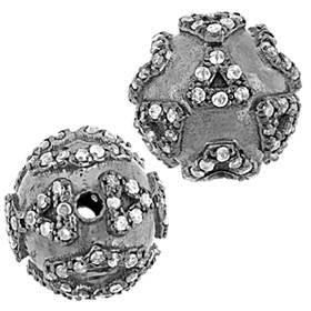 rhodium sterling silver 73pts 13mm diamond ball bead