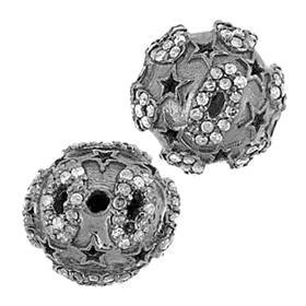 rhodium sterling silver 98pts 12mm diamond ball bead