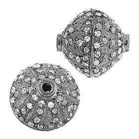 rhodium sterling silver 11mm diamond bicone bead