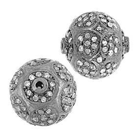 rhodium sterling silver 11mm diamond ball bead