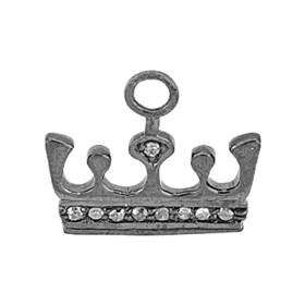 rhodium sterling silver 9pts 15mm diamond crown charm