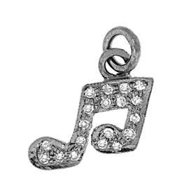 rhodium sterling silver 30pts 10mm diamond music note charm