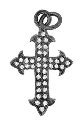 rhodium sterling silver 30pts 22mm diamond cross charm