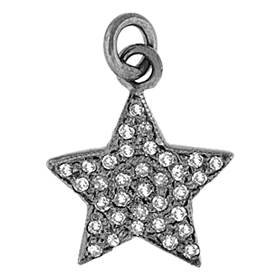 rhodium sterling silver 39pts 14mm diamond star charm