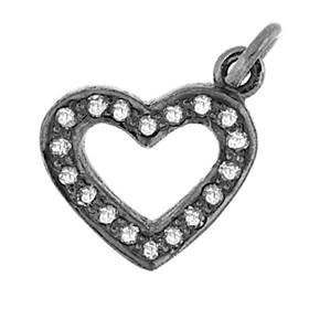 rhodium sterling silver 25pts 14mm diamond heart charm