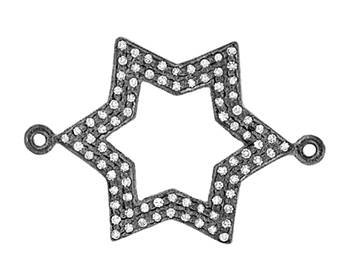 rhodium sterling silver 61pts 20mm diamond star centerpiece