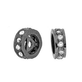 rhodium sterling silver 2x5mm 9pts diamond roundel bead