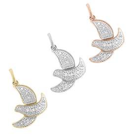 14K Diamond Dove Charms