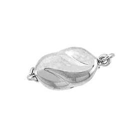 rhodium sterling silver 12x8mm fancy oval one touch clasp