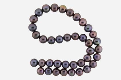 15.5" Black Peacock Freshwater Pearl Egg Round Beads 11-12mm #66281 