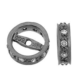 14k black rhodium 7mm 5pts/10pcs diamond roundel bead