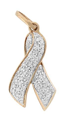 14kr 19mm 24pts/52pcs breast cancer ribbon charm