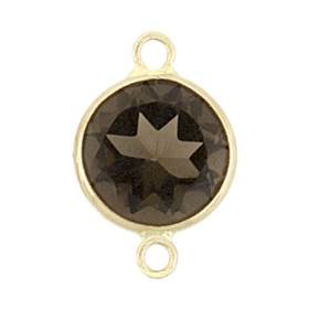 14ky 7mm round bezel set connectorsmoky quartz