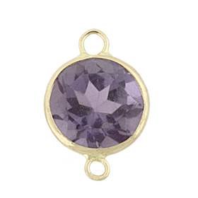 14ky 7mm round bezel set connectoramethyst