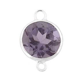 14kw 7mm round bezel set connectoramethyst