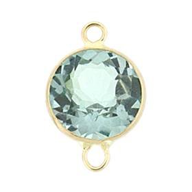 14ky 6mm round bezel set connectorblue topaz