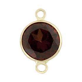 14ky 5mm round bezel set connectorgarnet