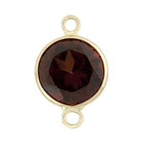 14ky 7mm round bezel set connectorgarnet