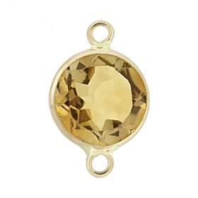 14ky 6mm round bezel set connectorcitrine