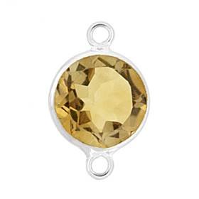 14kw round bezel set connector 5mm citrine