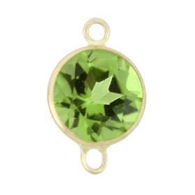 14ky 5mm round bezel set connectorperidot