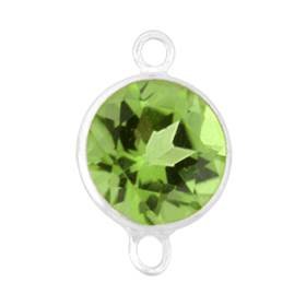14kw round bezel set connector 4mm peridot