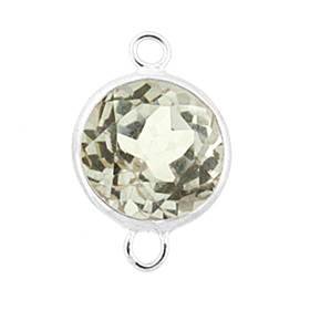 14kw round bezel set connector 6mm white topaz